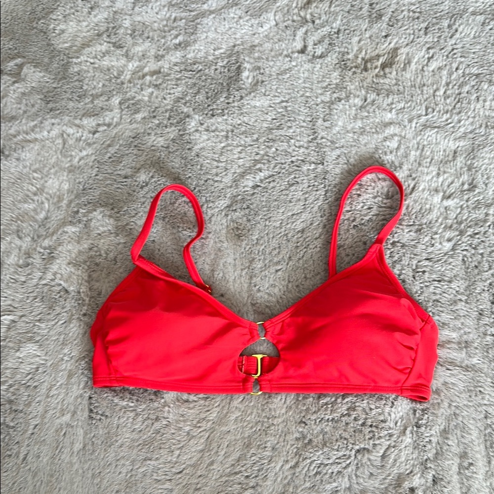Vibrant Red Bikini Top with Gold Accent